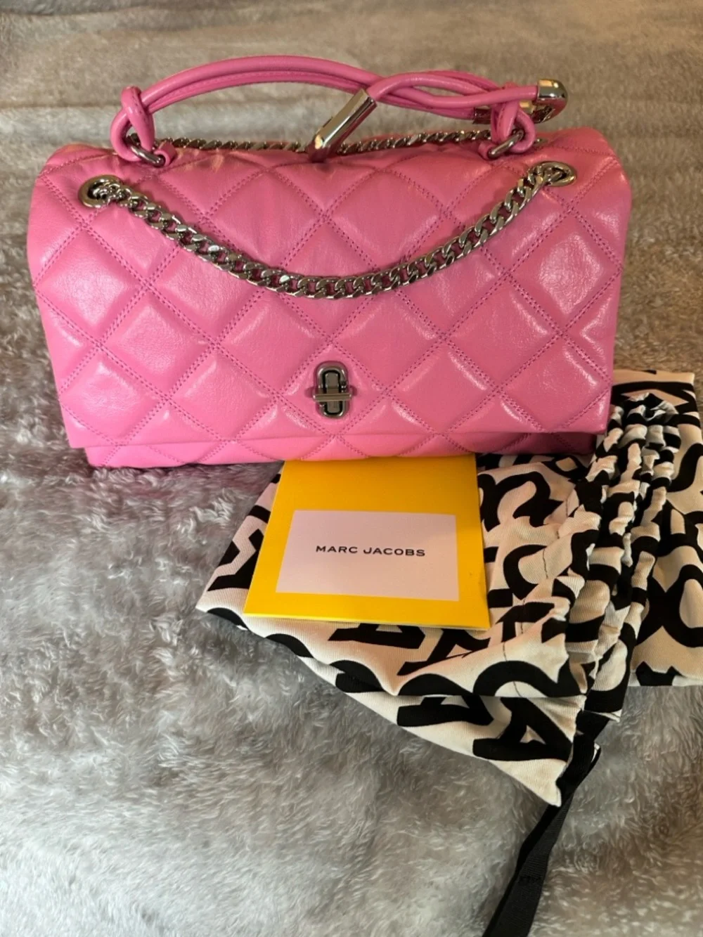 Authentic Marc Jacobs The Quilted Dual Convertible Shoulder Bag Bow Pink - Picture 1 of 16